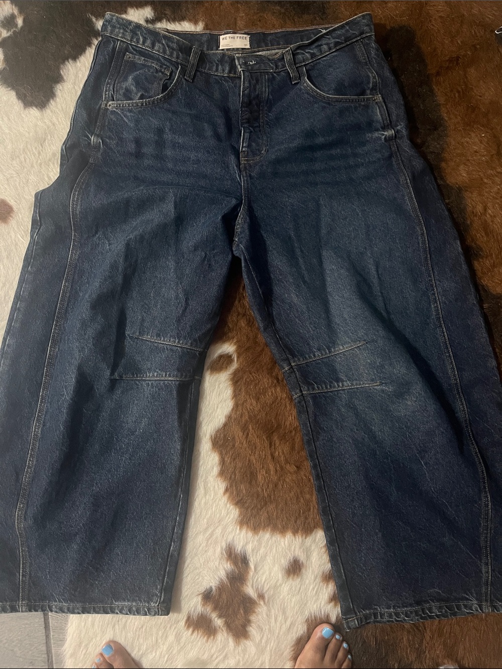 Free People Dark Blue Wide-Leg Jeans
